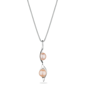 Silver necklace with natural pink pearl GP036R Swan