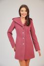 Rose ash woolen coat with hood for women 12106-807