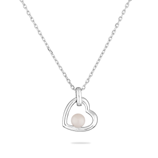 Silver heart pendant necklace with natural white pearl LA123NW Swan