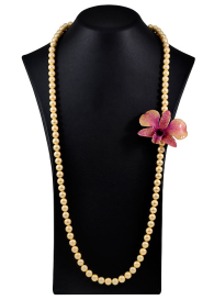 Necklace with Mayorka Pearls and Real Orchid Beautiful classics Dannyra Jewels