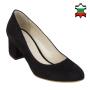 Women's black suede leather shoes with low heels 32839