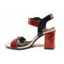 Ladies leather sandals with straps in red and black 21260