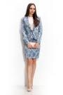 Suit jacket and skirt in blue melange