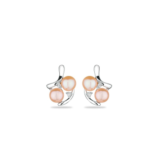 Silver earrings with natural pearl and zirconium FN693ER Swan