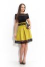 Flared skirt with lace color mustard