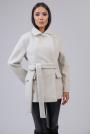 Women's short coat with belt in ecru color 12202-206M