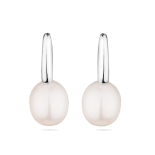 Silver Earrings with natural white pearls CAA090EW Swan