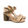 Women's sandals made of genuine leather straps in light and dark beige 21261