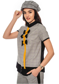 Women's plaid blouse with ribbon decoration Avangard