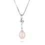 Silver necklace with natural white pearl and zircon IP0408W Swan