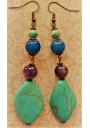 Women's earrings with stones turquoise, amethyst and agate FW2115