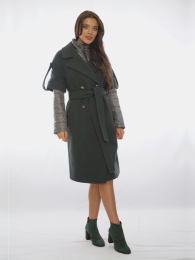 Women's elegant coat in green in combination with a sport jacket 11916L/P4