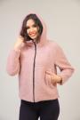 Women's sports coat with hood made of bouclé fabric in powder color 12201-504B