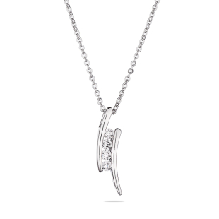 Silver necklace with zircons END467N Swan