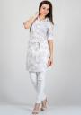 Cotton shirt-tunic in floral print and white jeans RUMENA