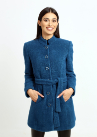 Women's wool short coat in petrol color 12307-425