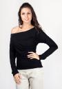 Bluza neagra din tricot cu un umar gol Basic Line