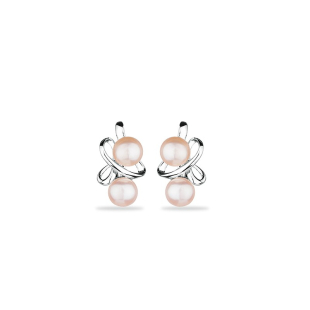 Silver earrings with pink pearls FN562ER Swan