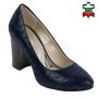 Women's elegant blue suede printed leather shoes