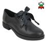 Women's black leather casual shoes with ribbon