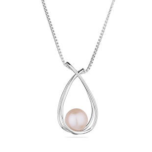 Silver necklace with natural white pearl SP0474 Swan