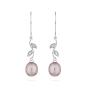 Silver earrings with freshwater pink pearls and zirconia CAA002P Swan