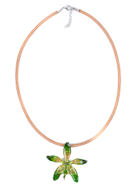 Necklace with natural orchid and silk chain mоdel 5 Dannyra Jewels