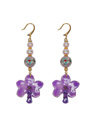 My Pretty Baby Earrings With Real Mini Orchid And Cloisonne Dannyra Jewels