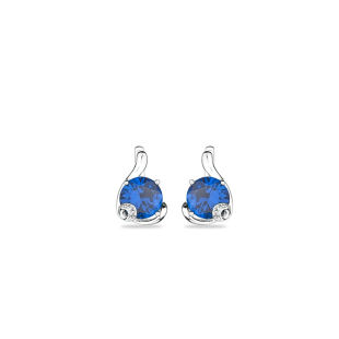 Silver earrings with blue sapphire and zirconium SAP226E Swan