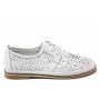 Women's shoes made of genuine leather with perforation in white with anatomical insole 21174