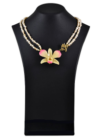 Necklace with FOP and Real Orchid Flower Tenderness Dannyra Jewels