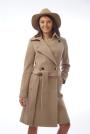 Elegant long coat with camel color belt Radeks