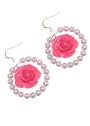 Earrings with Real Pink Roses and Mayorka Pearls Red love Dannyra Jewels 