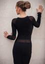 Black long woven dress with two slits Z13