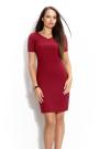 Straight dress with a sharp neckline in burgundy in large sizes