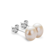 Silver earrings with freshwater white pearls 9-10 mm E9095W Swan