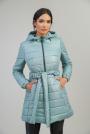 Women's long winter fur coat mint color 22203-504