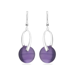 Silver Earrings with purple cat's eye GL1006E Swan