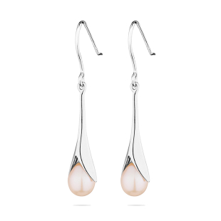 Silver Earrings with natural pink pearls IE0342P Swan