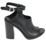 Women's black leather high thick soles sandals 