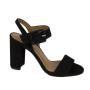 Women's black suede leather sandals with large buckle 17182