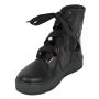 Women's black leather boots with textile ties 20426