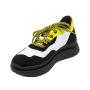 Women's sneakers made of natural black nubuck in combination with white perforated leather and yellow upholstery 21232