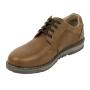 Men's brown casual leather shoes with suede leather collar 32202 