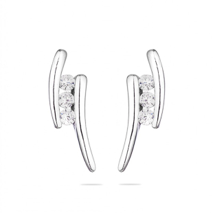 Silver Earrings with zircons END467E Swan