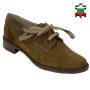 Women's beige suede leather shoes with ties