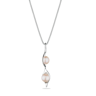 Silver necklace with natural white pearl GP036W Swan