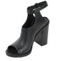 Women's black leather high thick soles sandals 