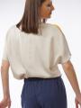 Women's ecru blouse with edging and brooch 81923-803-301