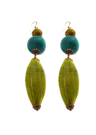 Earrings With Leather Elements And Copper Balls Dannyra Jewels